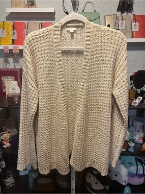 Hem & Thread Cream Open-Weave Knit Cardigan